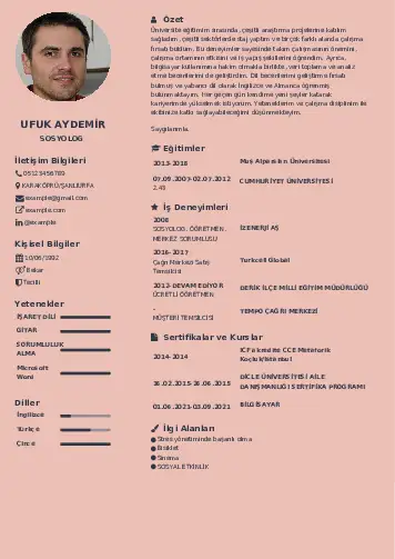 Sosyolog Cv Örnekleri cv indir